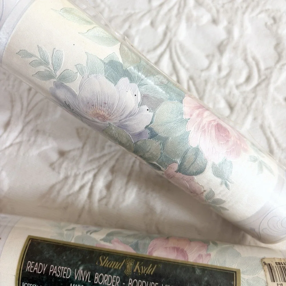 Vtg Lot 2 Shand Kydd Floral Wallpaper Border Cottagecore 651183 80s Grandma NOS